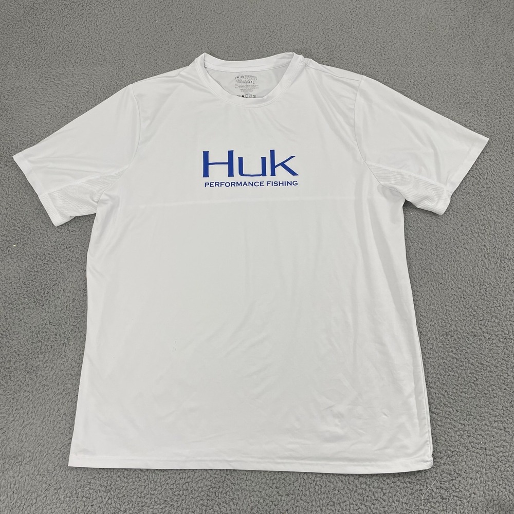 HUK Icon High Shirt Men 2XL White Performance Moisture Wicking Fishing